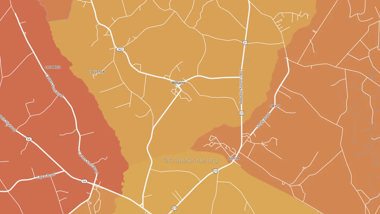 Williams, SC Map of Arson Rates