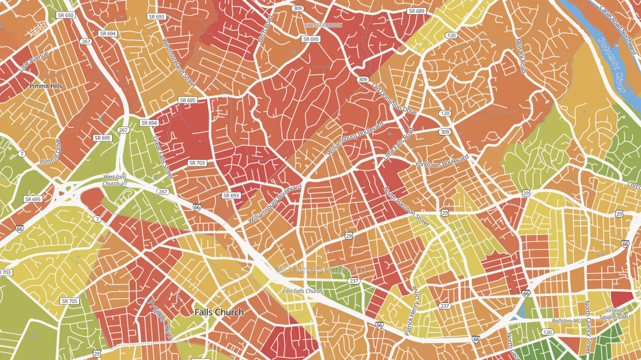 Williamsburg, Arlington, VA Map of Arson Rates