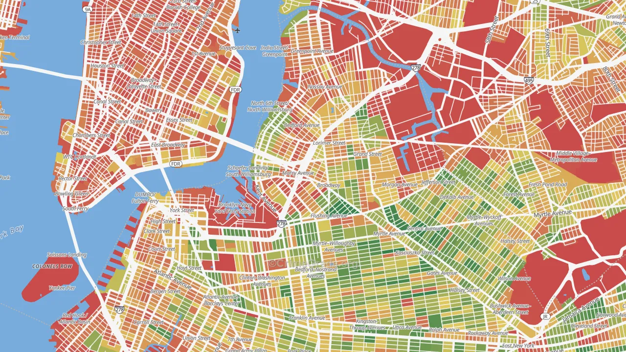 Williamsburg, Brooklyn, NY Map of Arson Rates