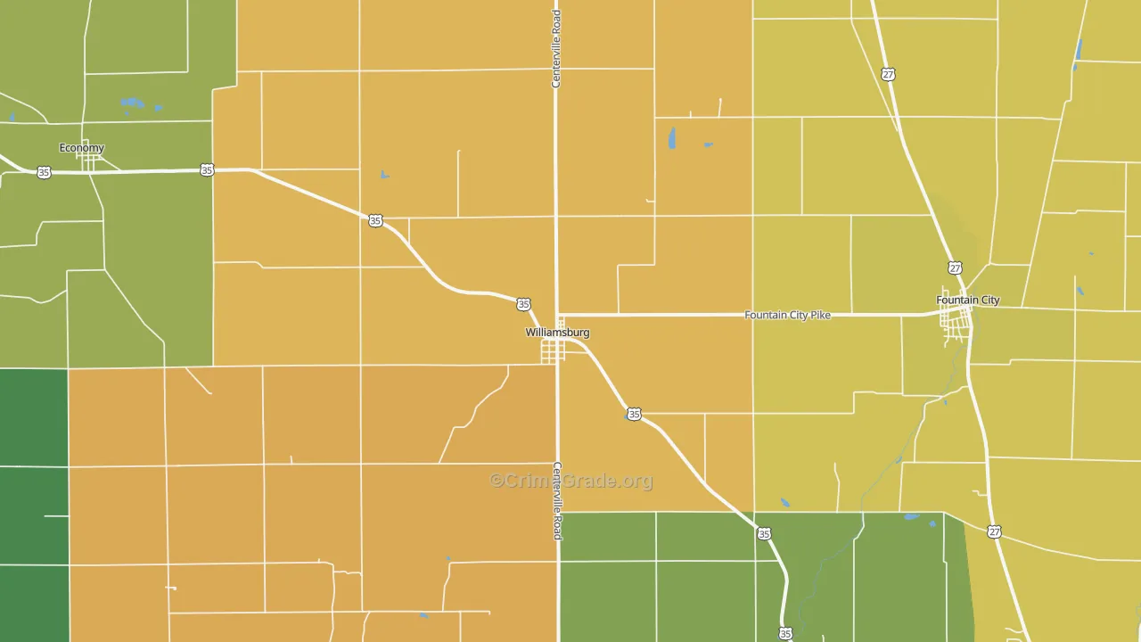 Williamsburg, IN Map of Arson Rates