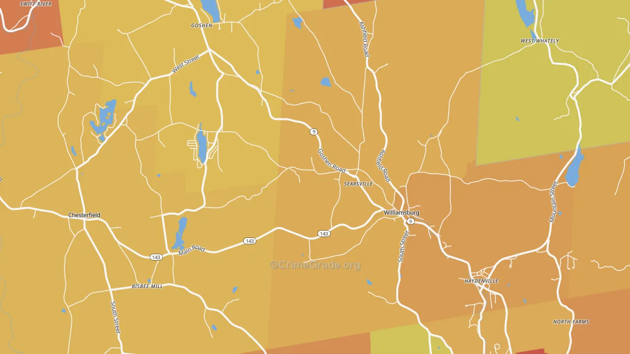 Williamsburg, MA Map of Arson Rates