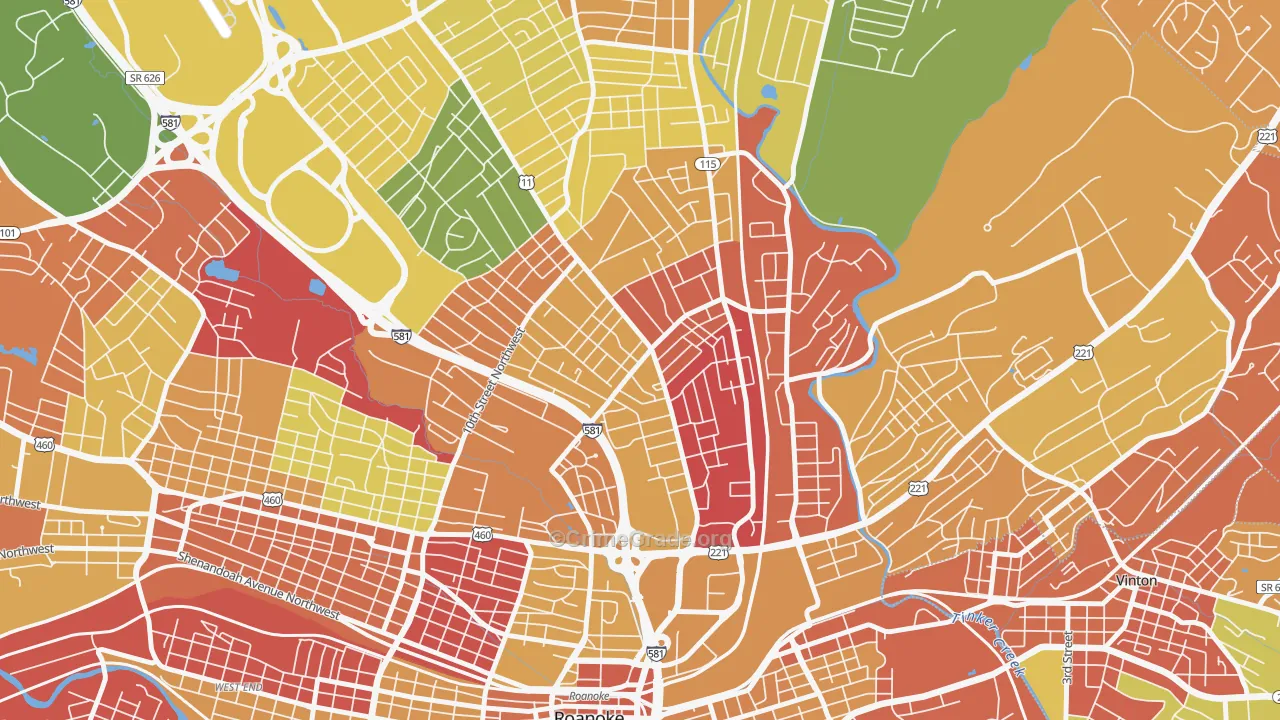 Williamson Road, Roanoke, VA Map of Arson Rates