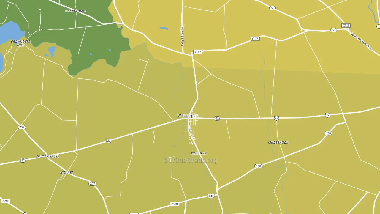 Williamsport, OH Map of Arson Rates