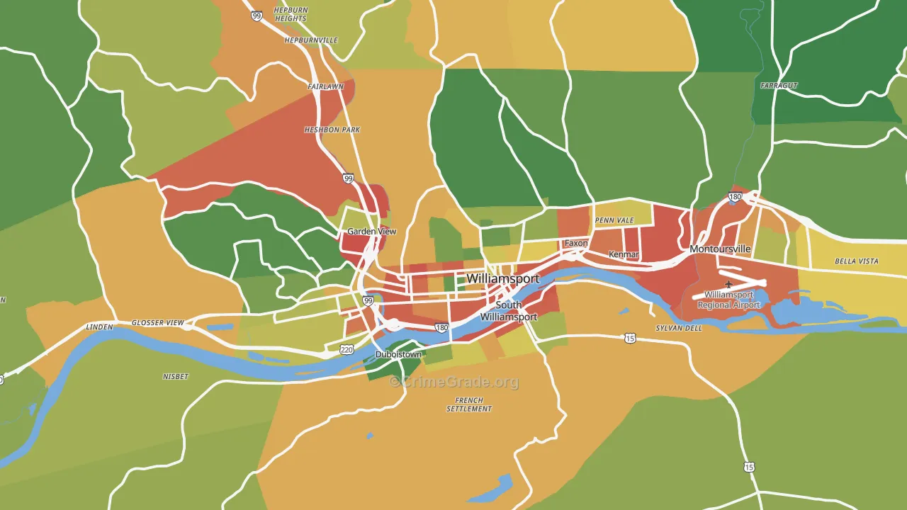 Williamsport, PA Map of Arson Rates