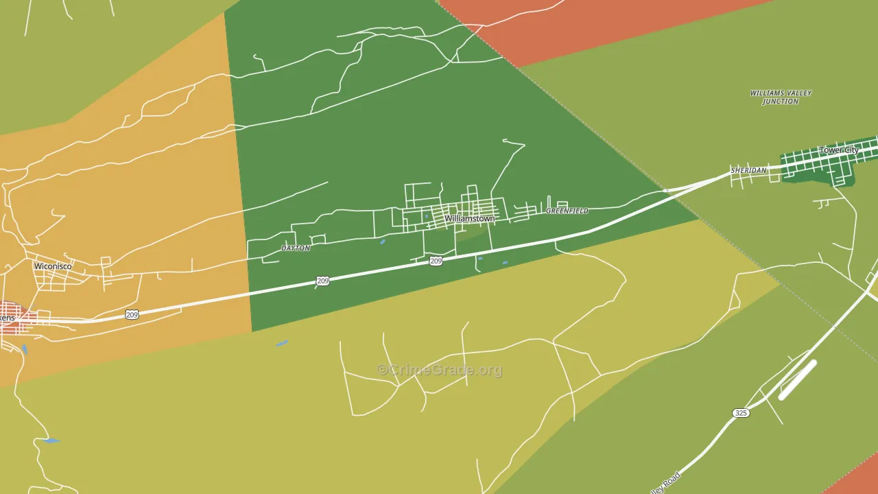 Williamstown, PA Map of Arson Rates