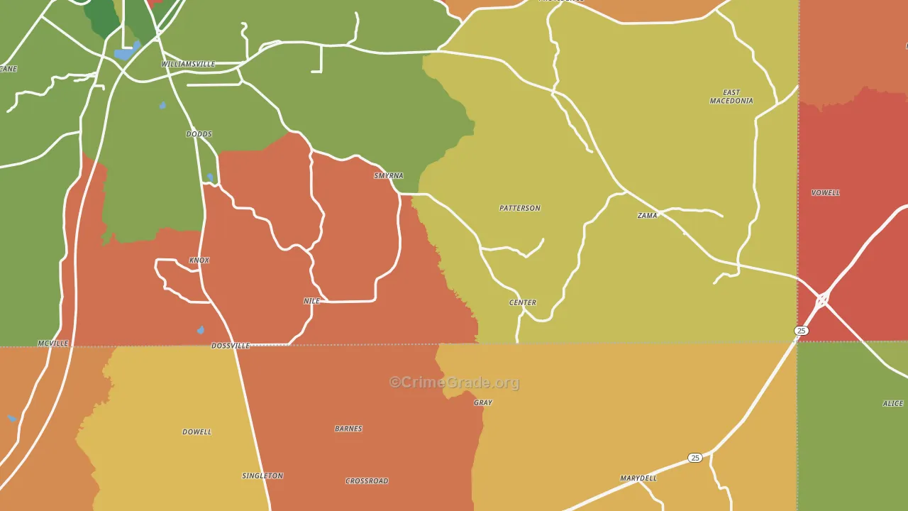 Williamsville, MS Map of Arson Rates