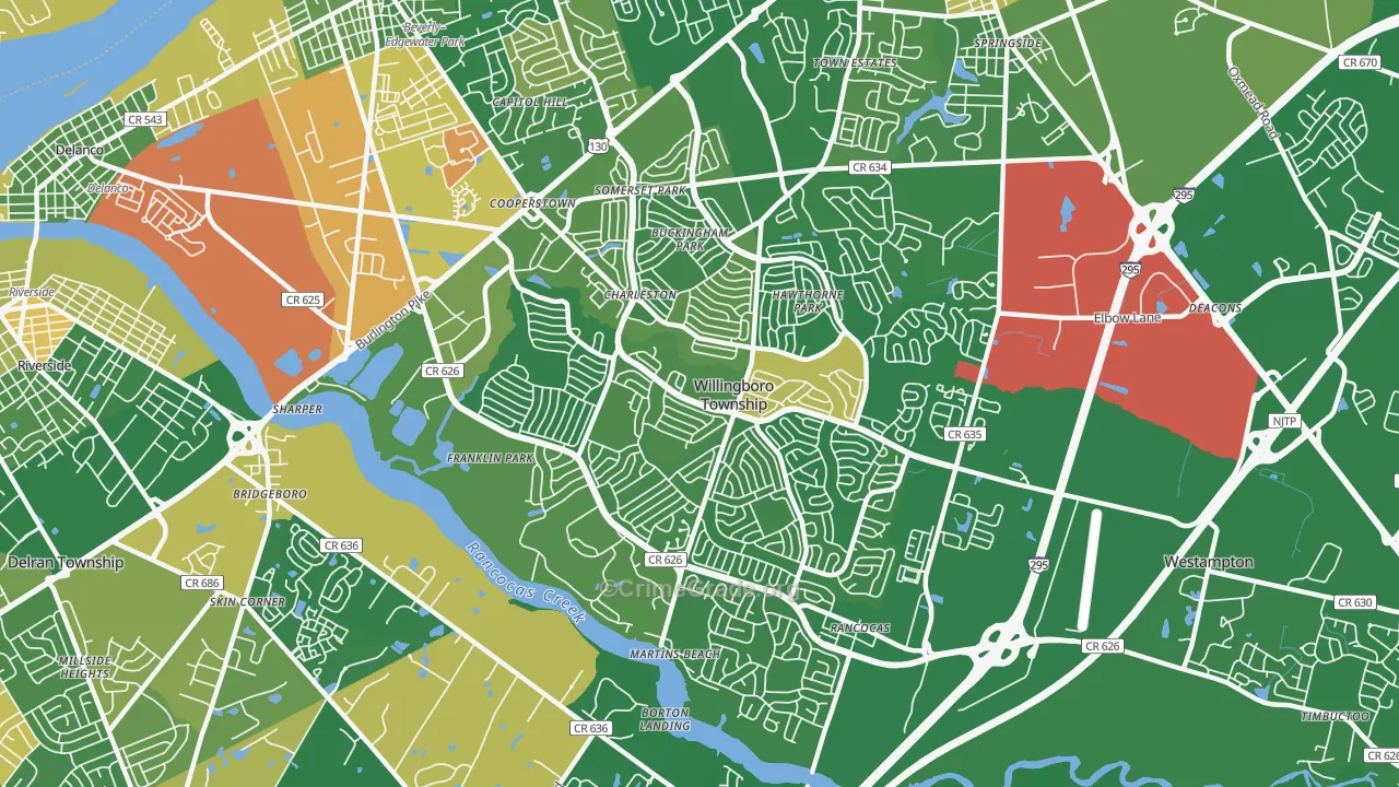 Willingboro, NJ Map of Arson Rates