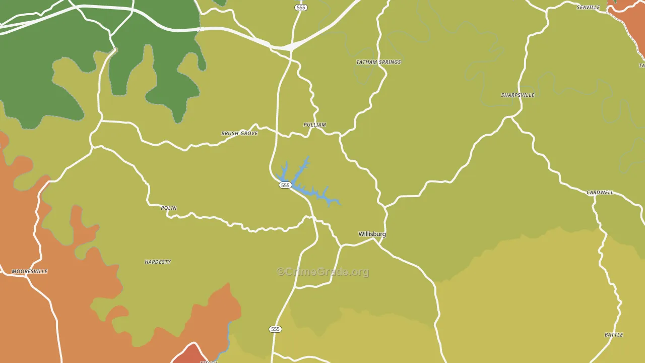 Willisburg, KY Map of Arson Rates