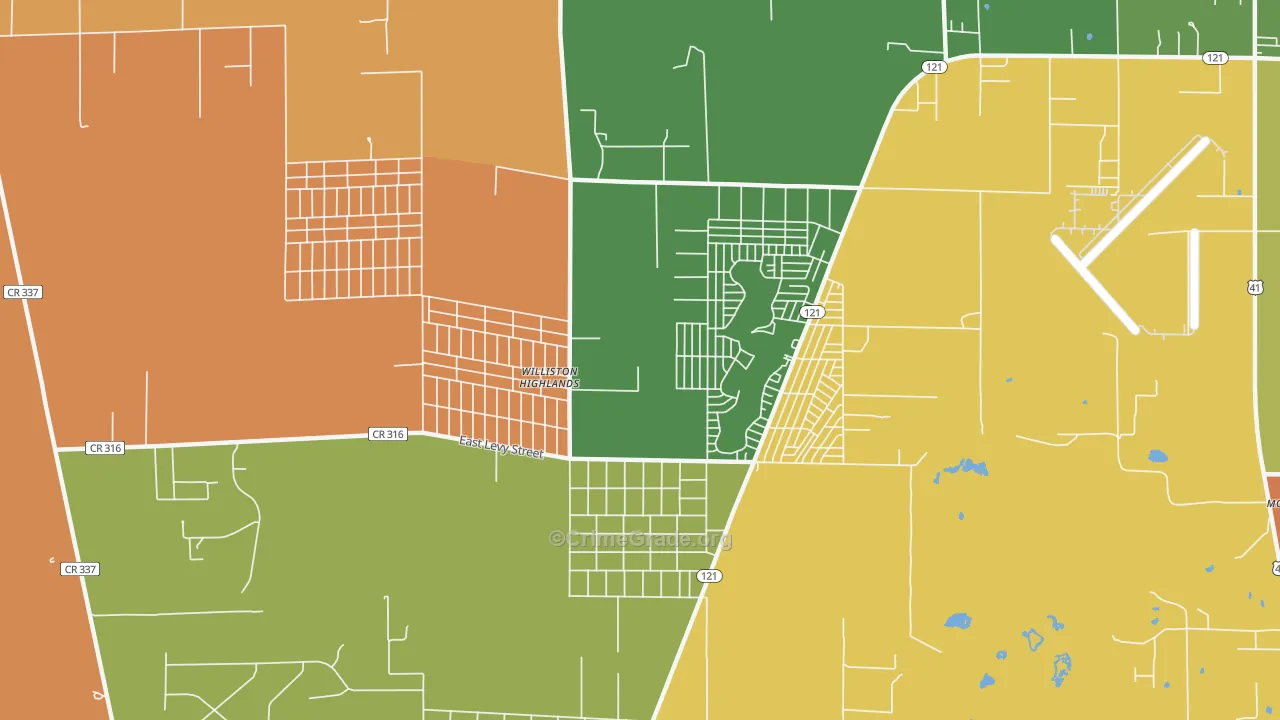 Williston Highlands, FL Map of Arson Rates