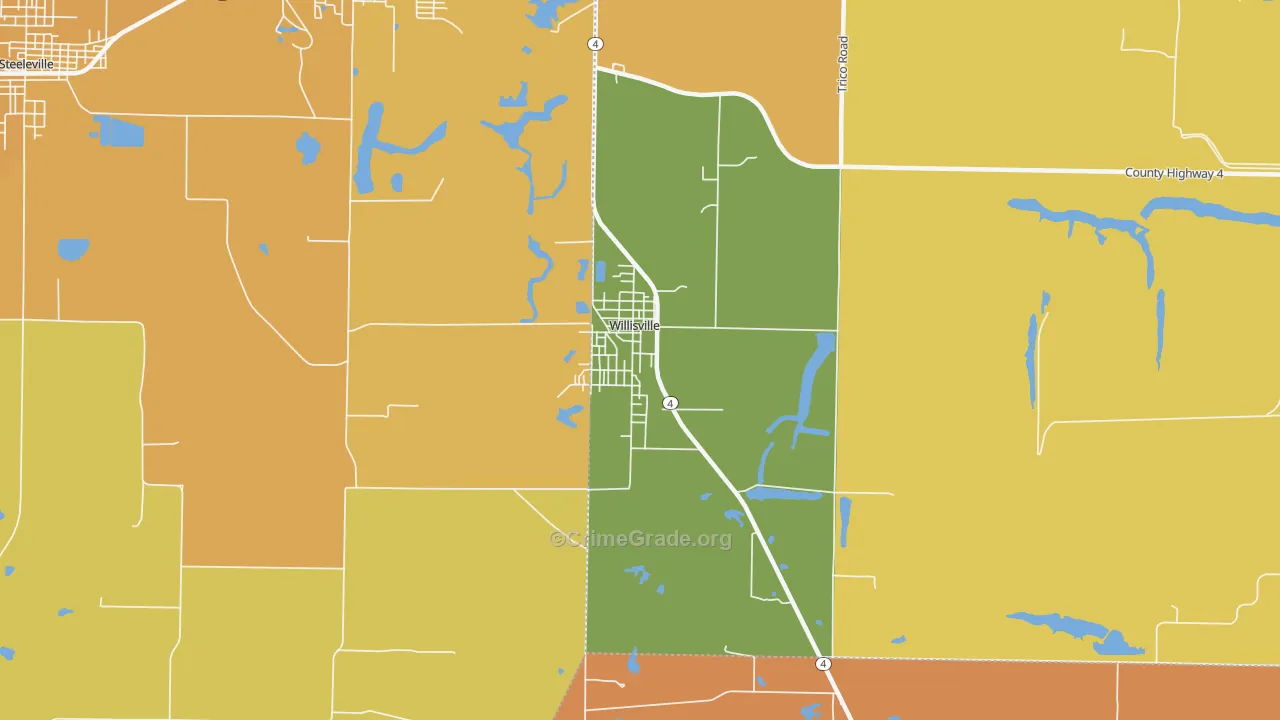 Willisville, IL Map of Arson Rates