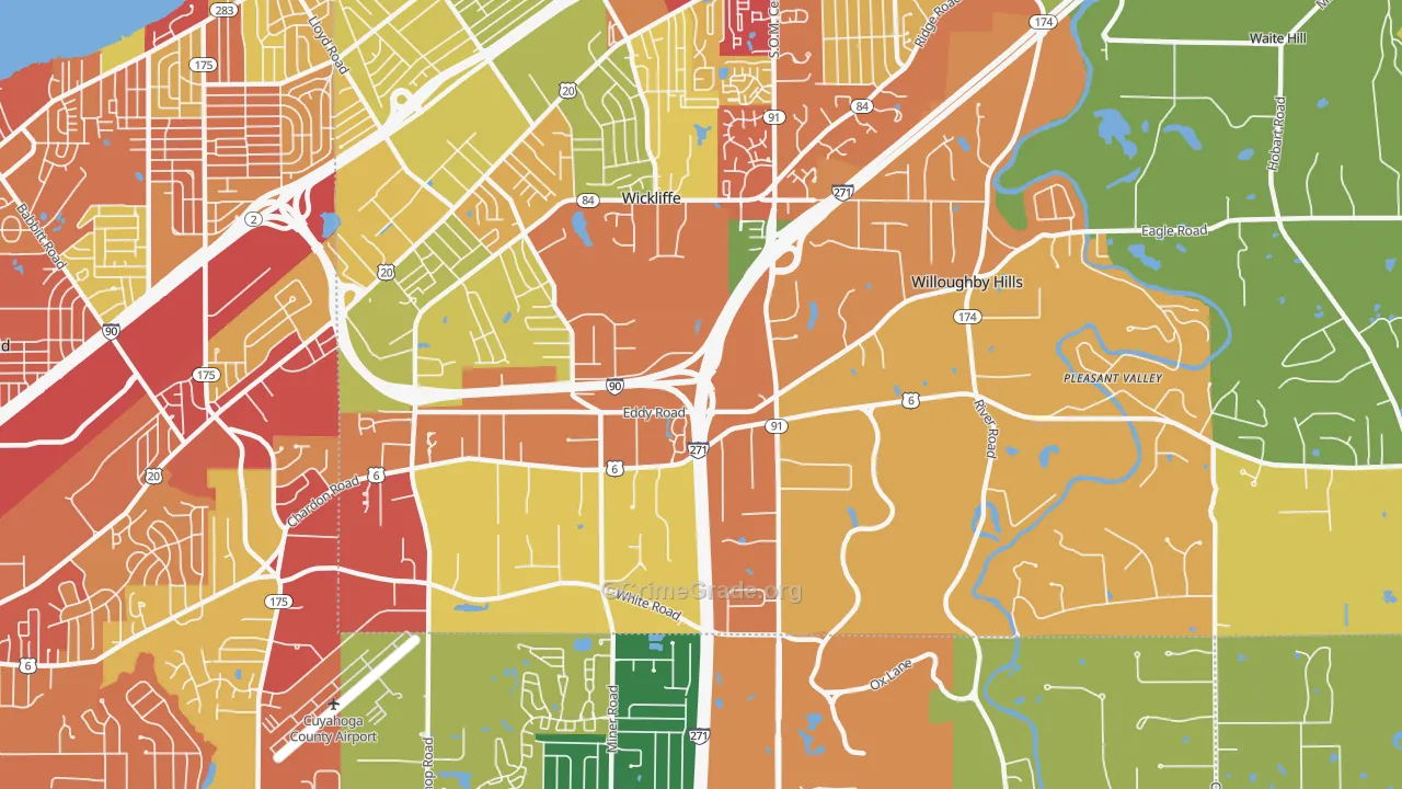 Willoughby Hills, OH Map of Arson Rates
