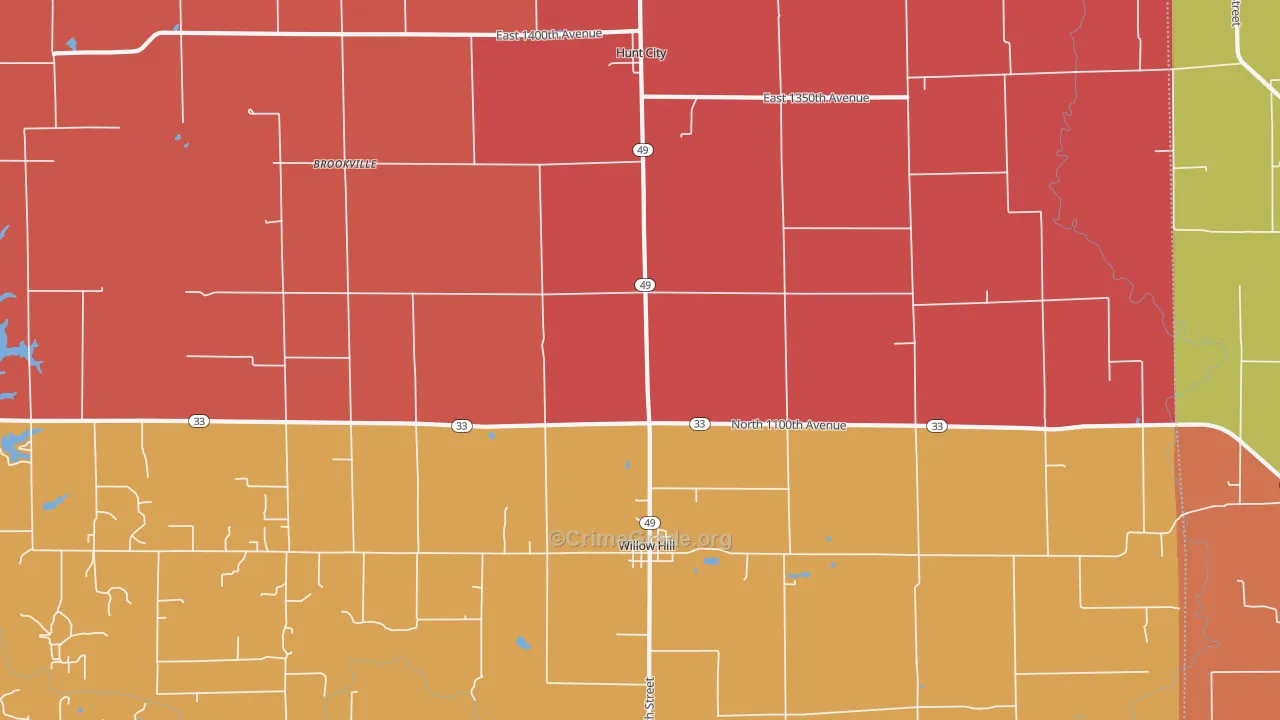 Willow Hill, IL Map of Arson Rates