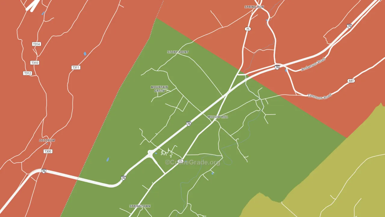 Willow Hill, PA Map of Arson Rates