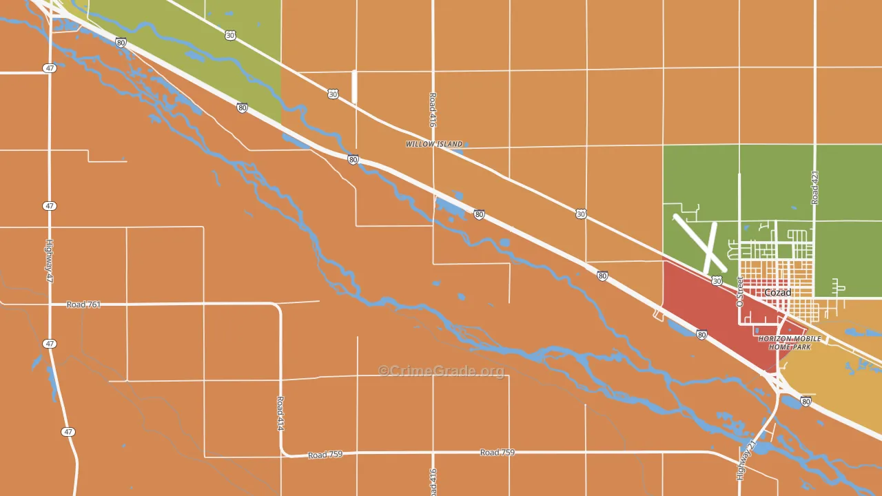 Willow Island, NE Map of Arson Rates