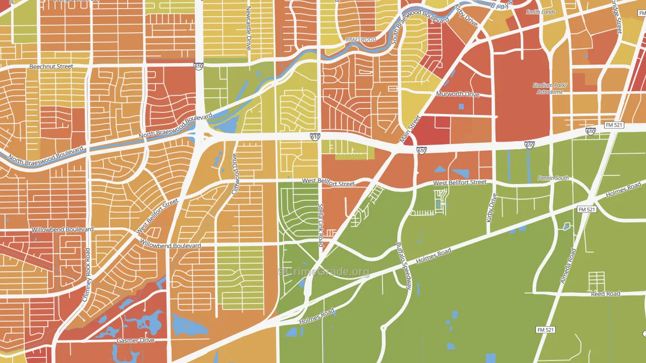 Willow Meadows-Willowbend Area, Houston, TX Map of Arson Rates