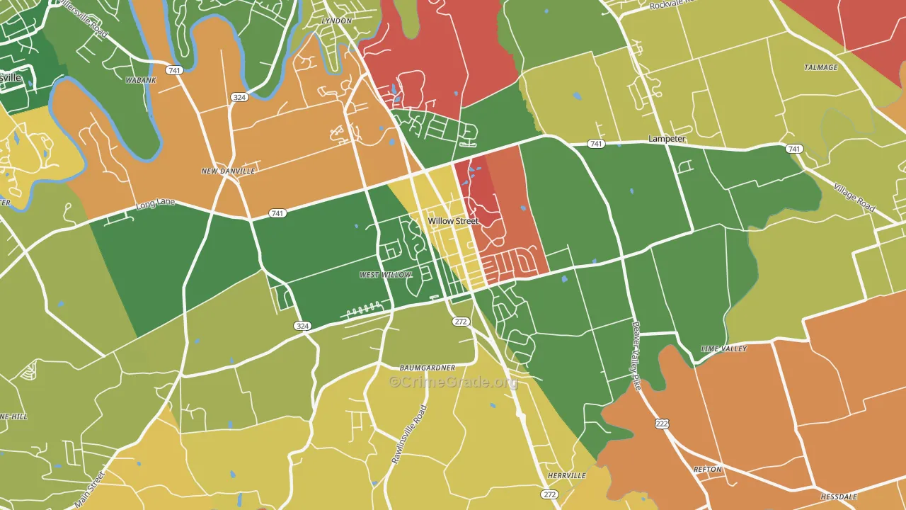 Willow Street, PA Map of Arson Rates