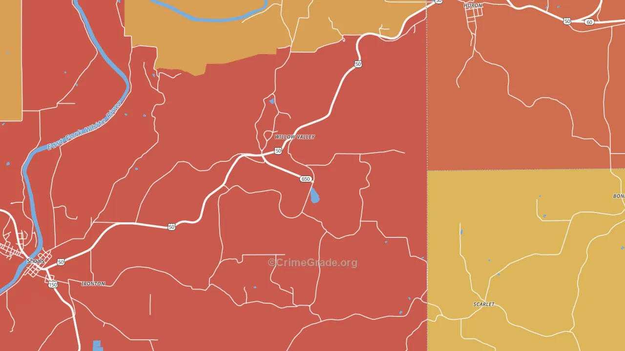 Willow Valley, IN Map of Arson Rates