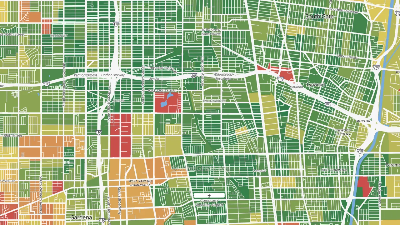 Willowbrook, CA Map of Arson Rates
