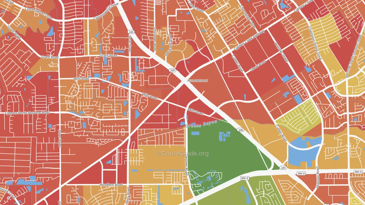 Willowbrook, Houston, TX Map of Arson Rates