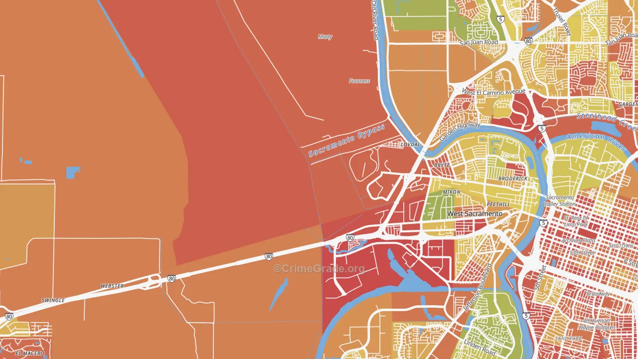 Willowcreek, Sacramento, CA Map of Arson Rates