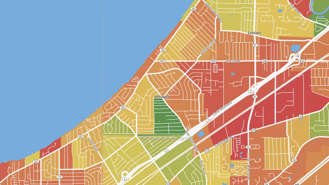 Willowick, OH Map of Arson Rates