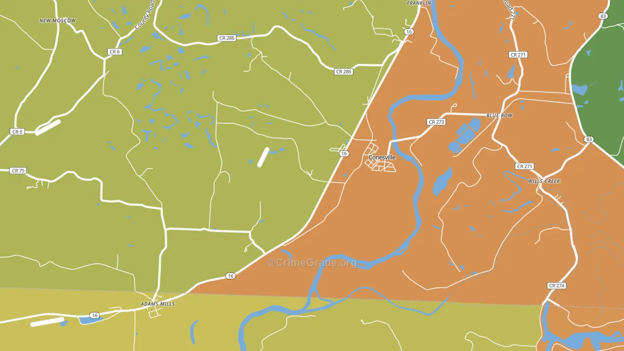 Wills Creek, OH Map of Arson Rates