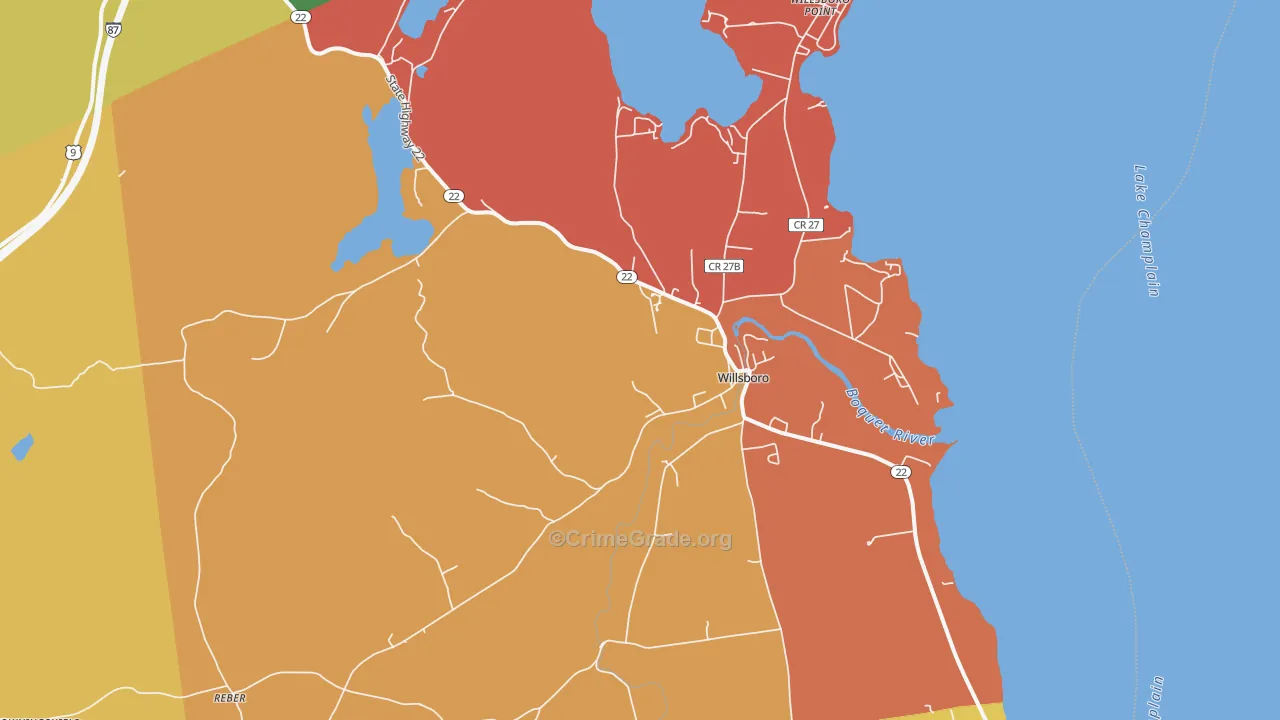 Willsboro, NY Map of Arson Rates