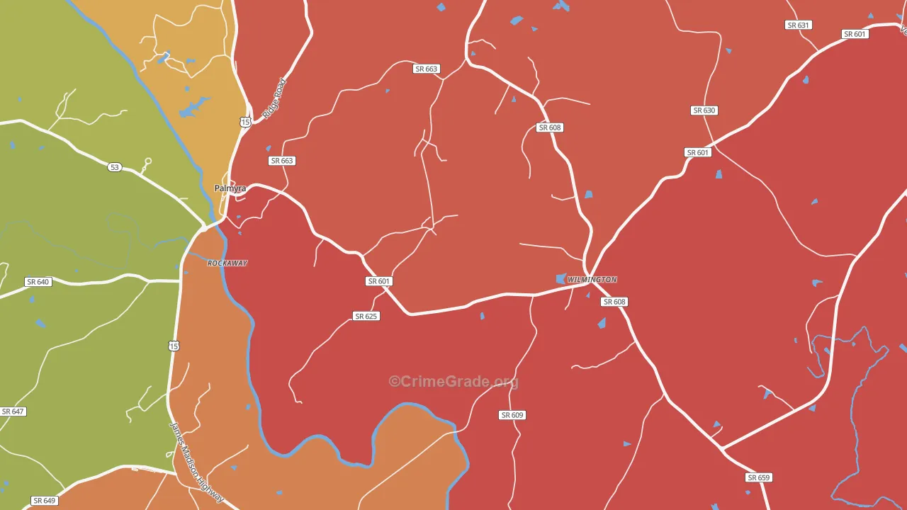 Wilmington, VA Map of Arson Rates