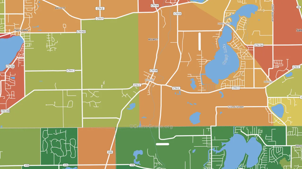 Wilmot, WI Map of Arson Rates