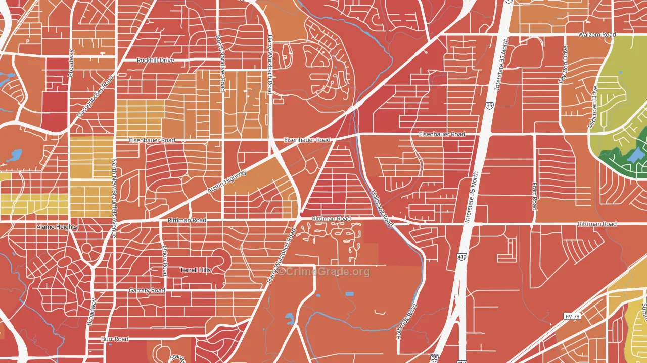 Wilshire, San Antonio, TX Map of Arson Rates