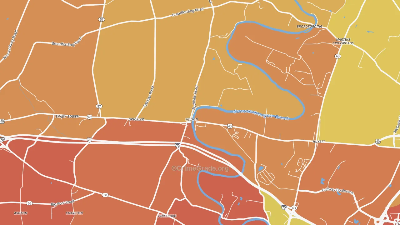 Wilson-Conococheague, MD Map of Arson Rates