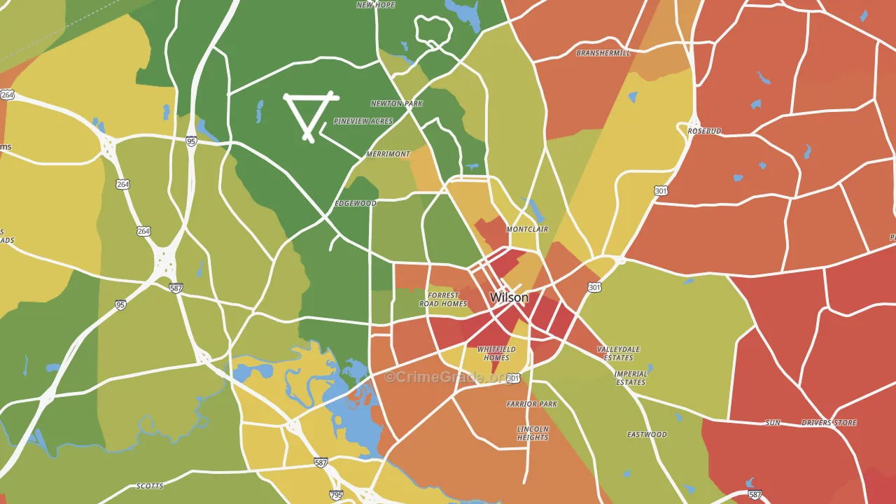 Wilson, NC Map of Arson Rates