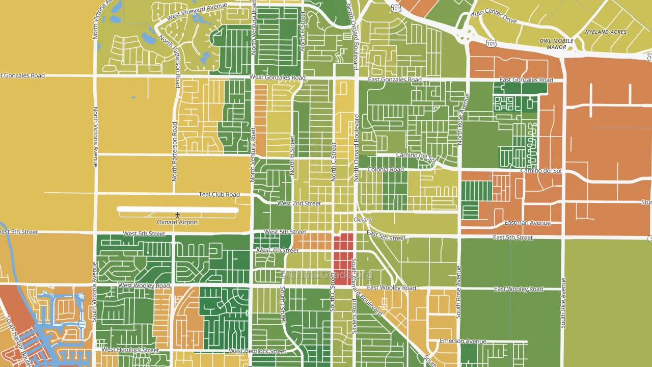 Wilson, Oxnard, CA Map of Arson Rates