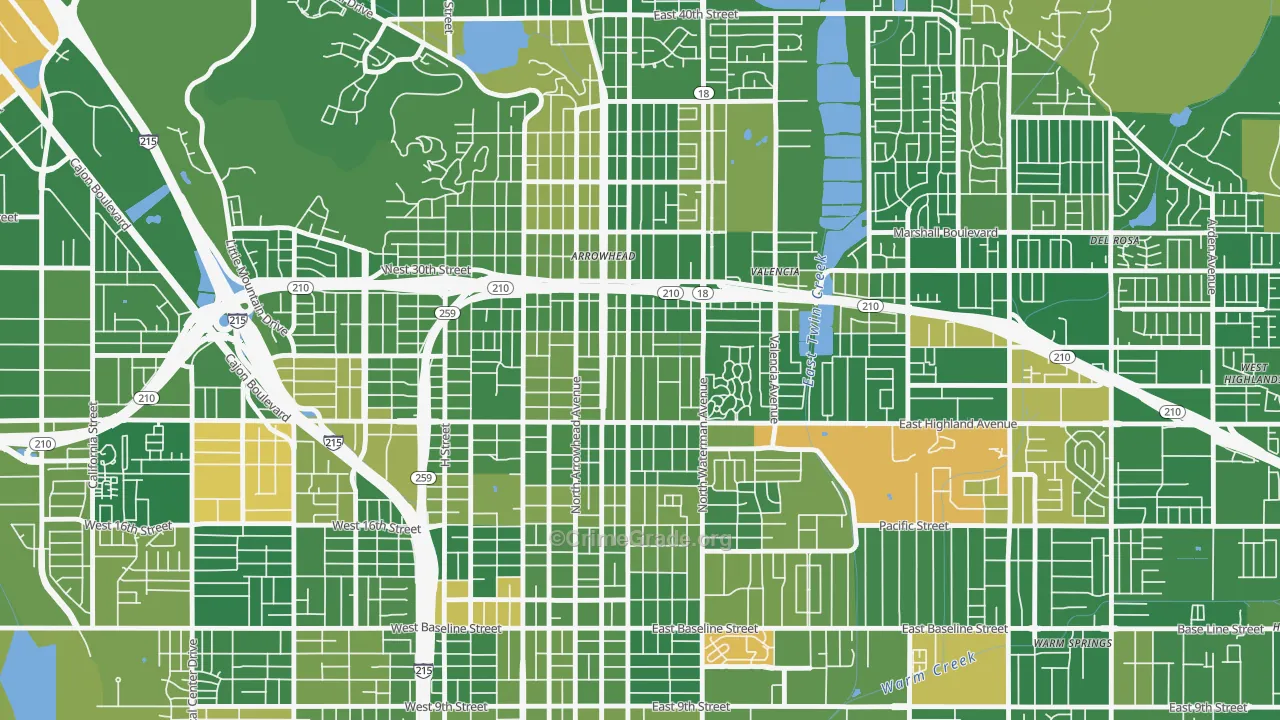 Wilson-Riverside, San Bernardino, CA Map of Arson Rates