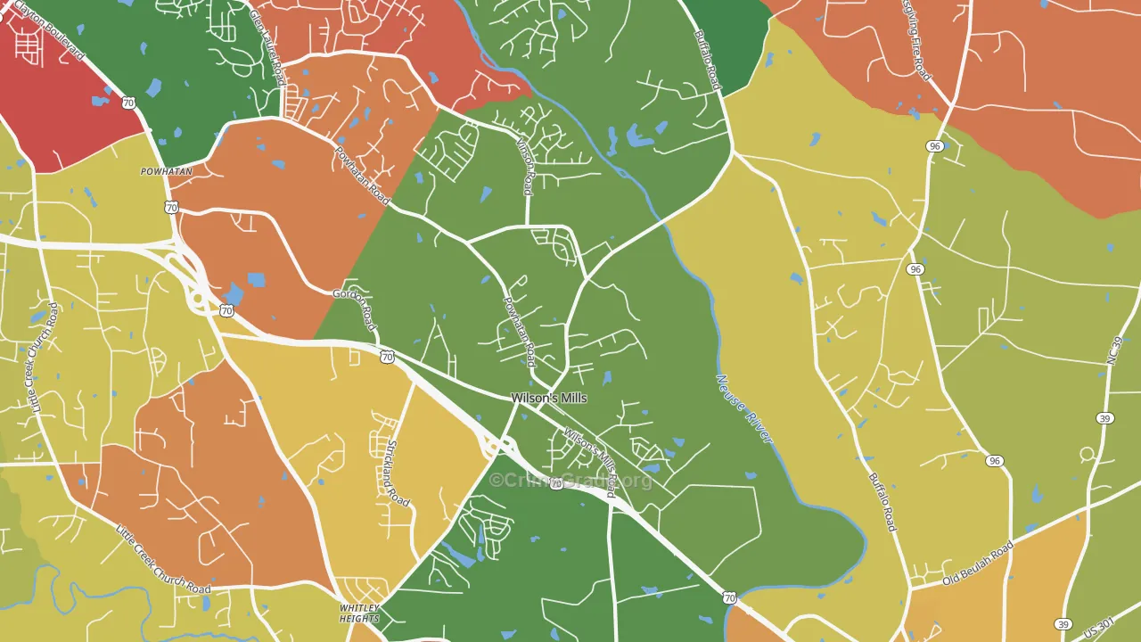 Wilsons Mills, NC Map of Arson Rates