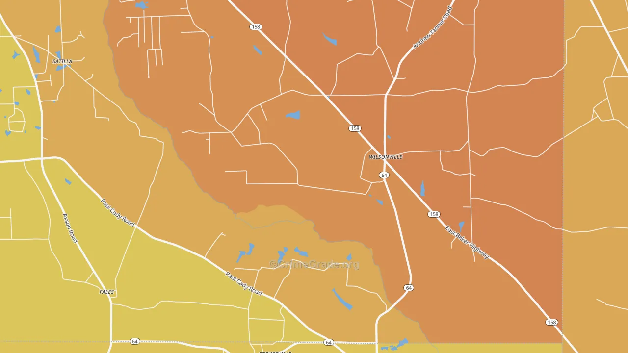Wilsonville, GA Map of Arson Rates