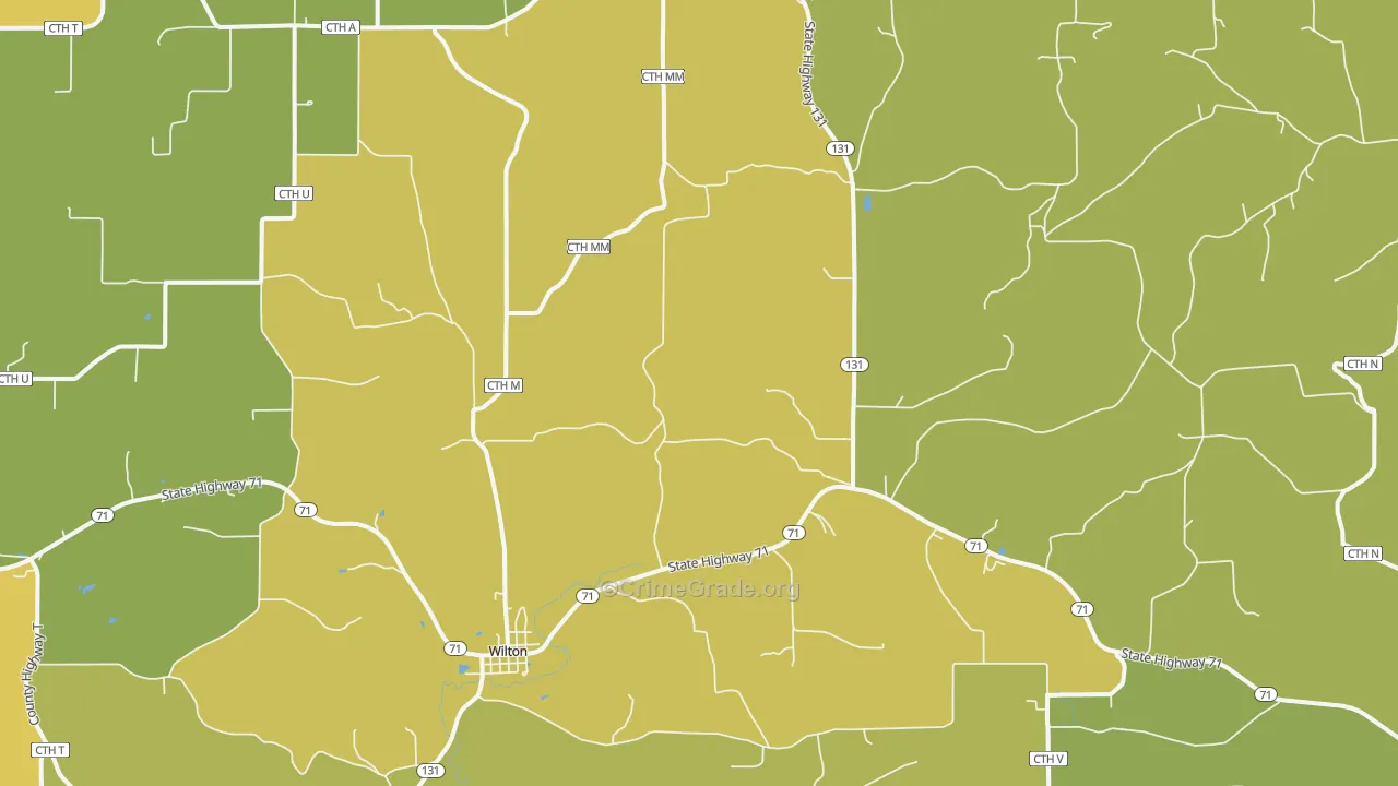 Wilton, WI Map of Arson Rates