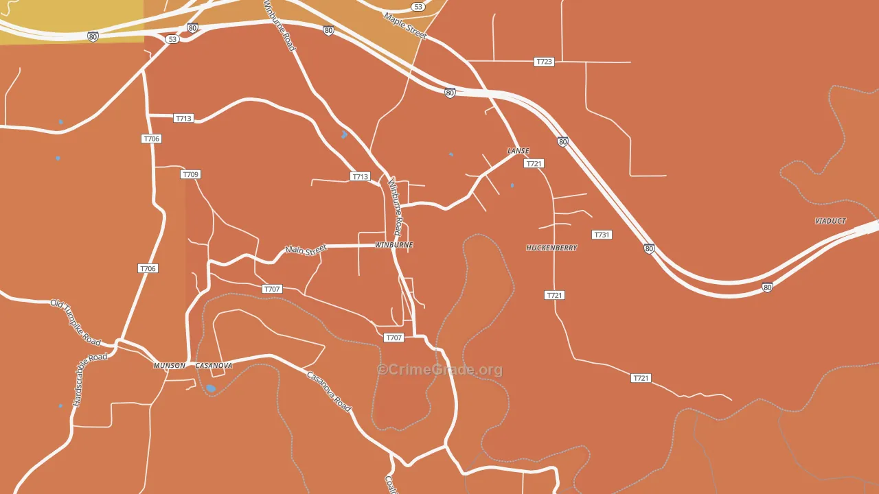 Winburne, PA Map of Arson Rates