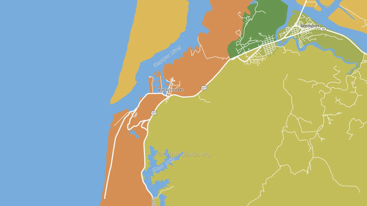 Winchester Bay, OR Map of Arson Rates