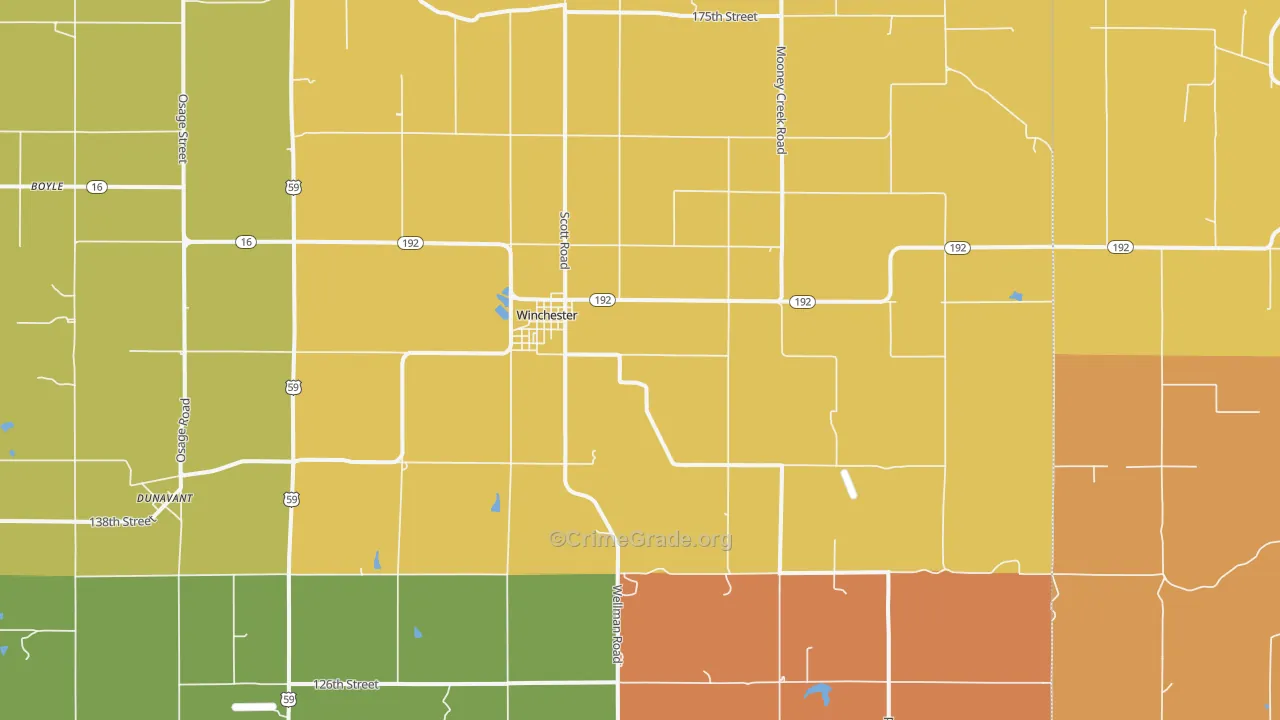 Winchester, KS Map of Arson Rates