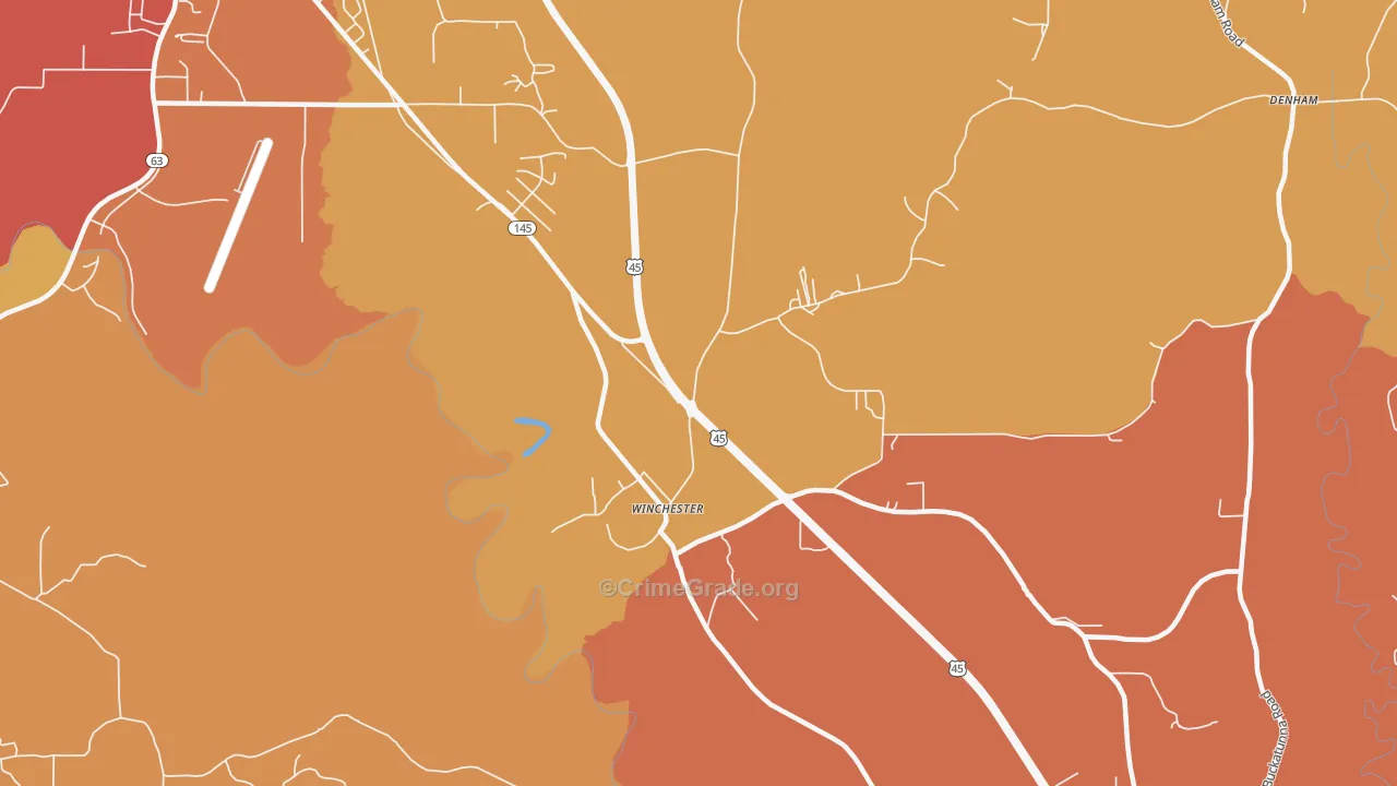 Winchester, MS Map of Arson Rates