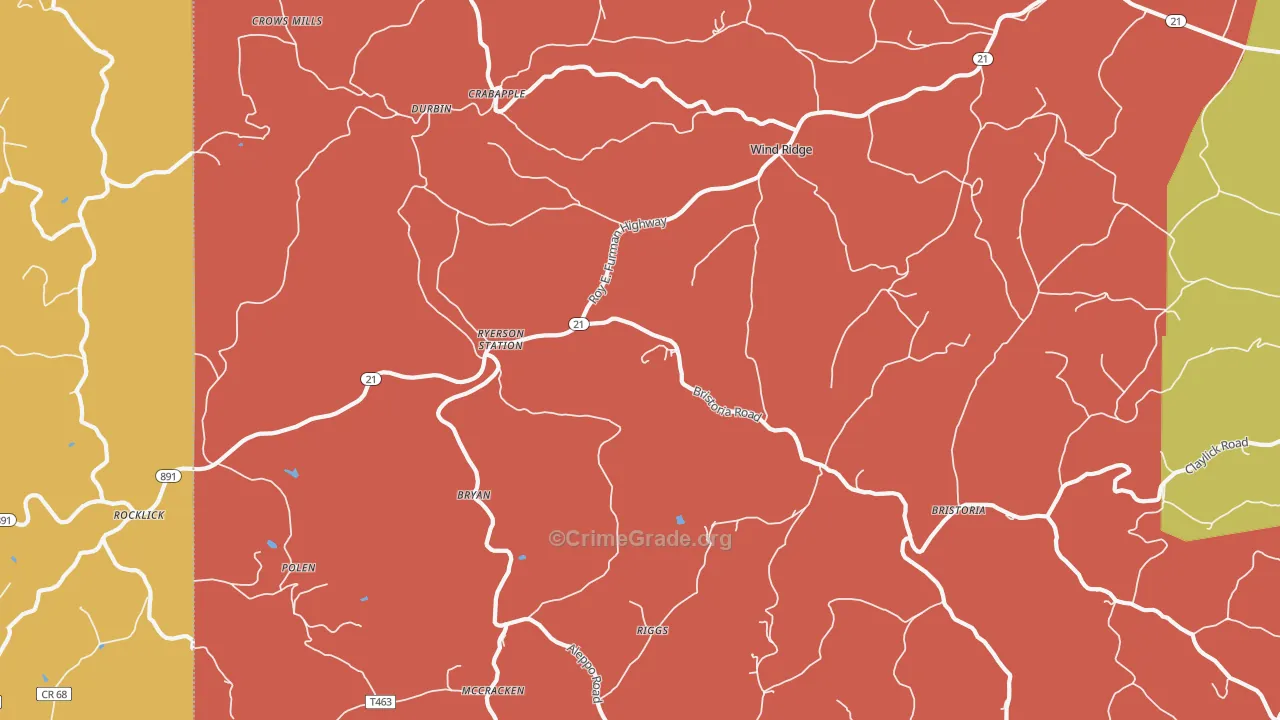 Wind Ridge, PA Map of Arson Rates