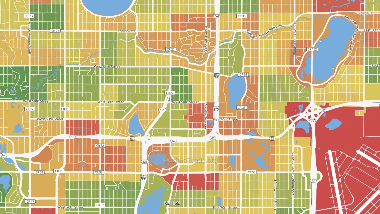 Windom, Minneapolis, MN Map of Arson Rates