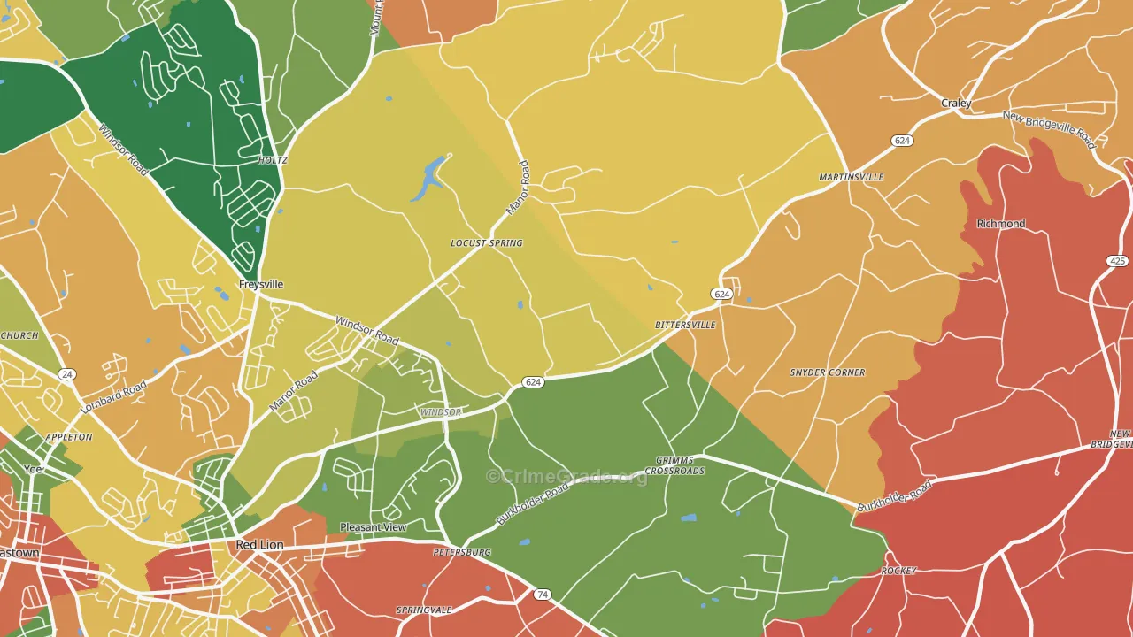 Windsor, PA Map of Arson Rates