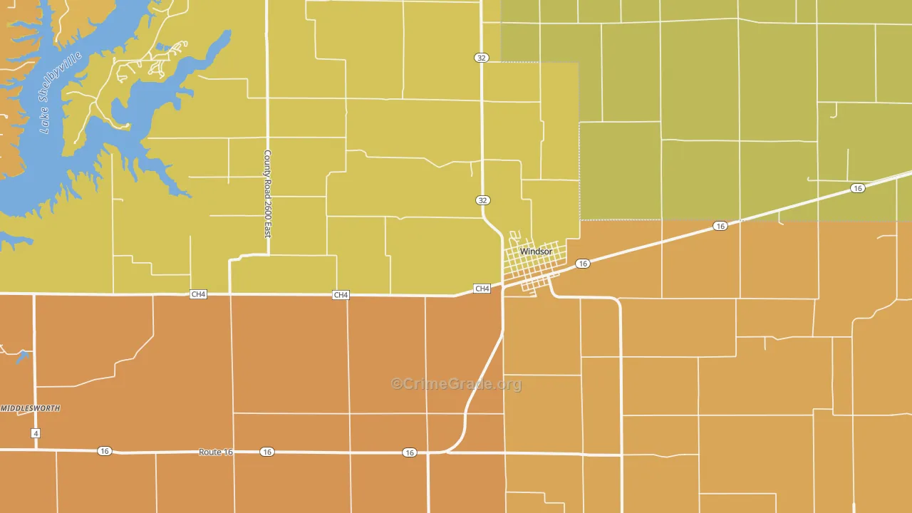 Windsor Shelby County, IL Map of Arson Rates