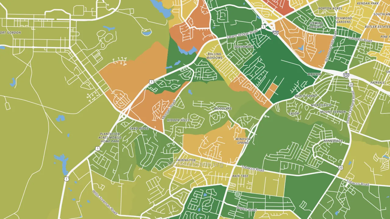 Windsor Spring, Hephzibah, GA Map of Arson Rates