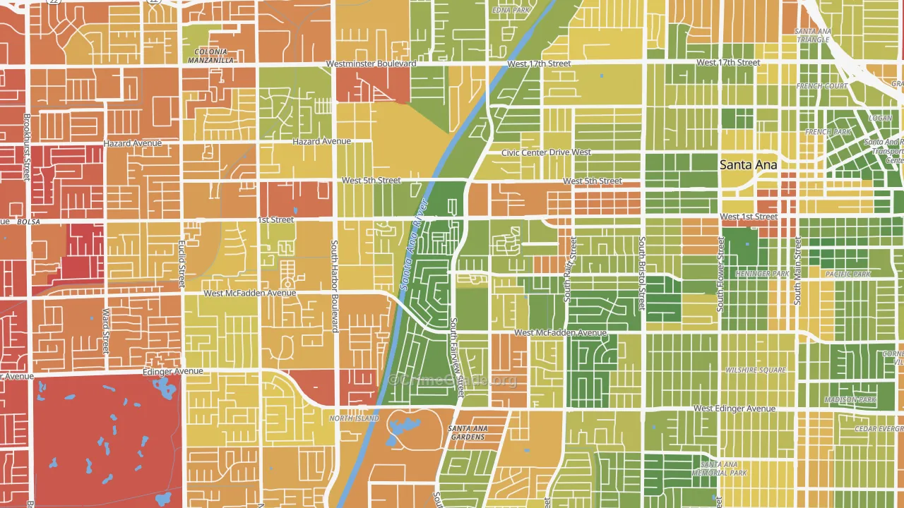Windsor Village North, Santa Ana, CA Map of Arson Rates