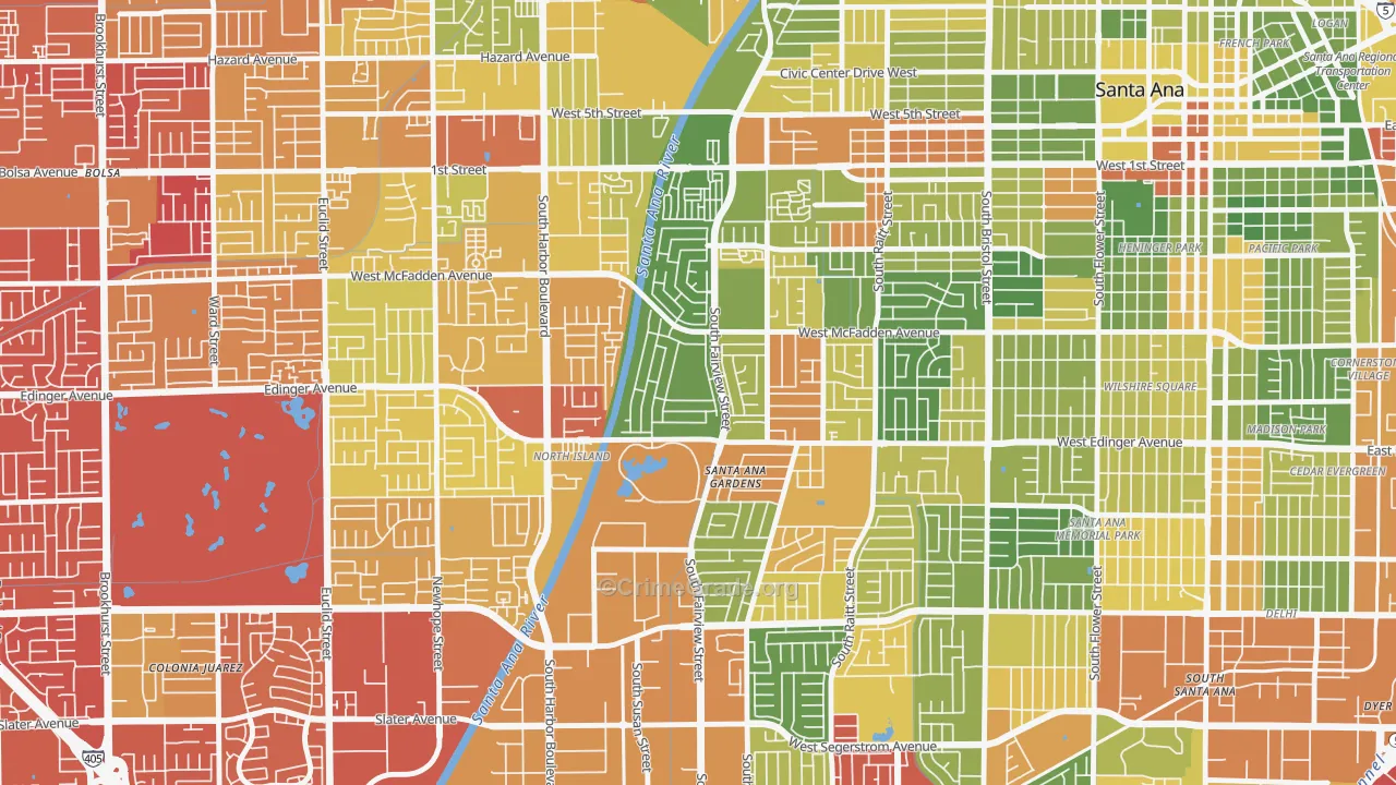 Windsor Village, Santa Ana, CA Map of Arson Rates
