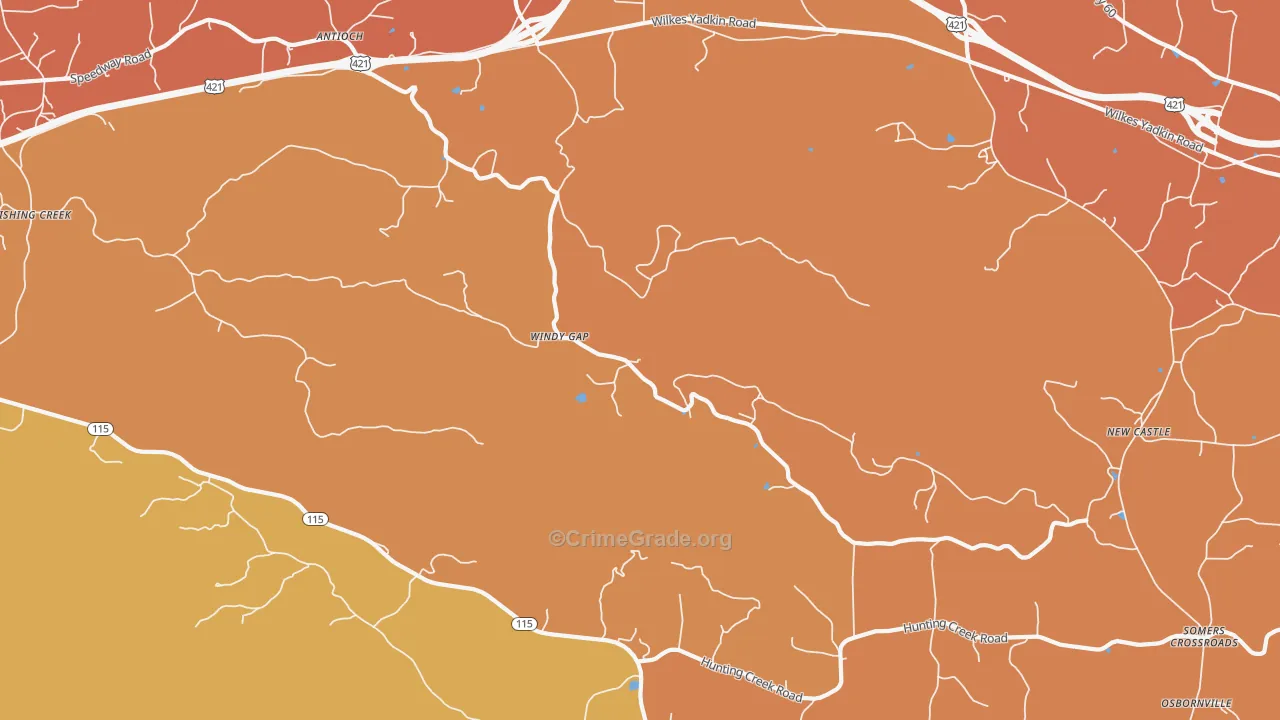 Windy Gap, NC Map of Arson Rates