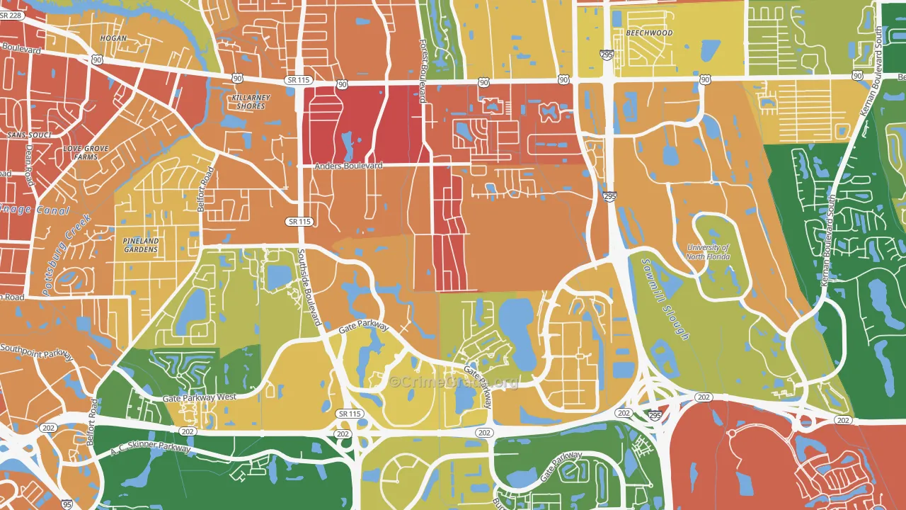 Windy Hill, Jacksonville, FL Map of Arson Rates